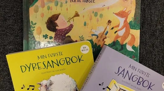 Bokomslag av tre bøker for små barn